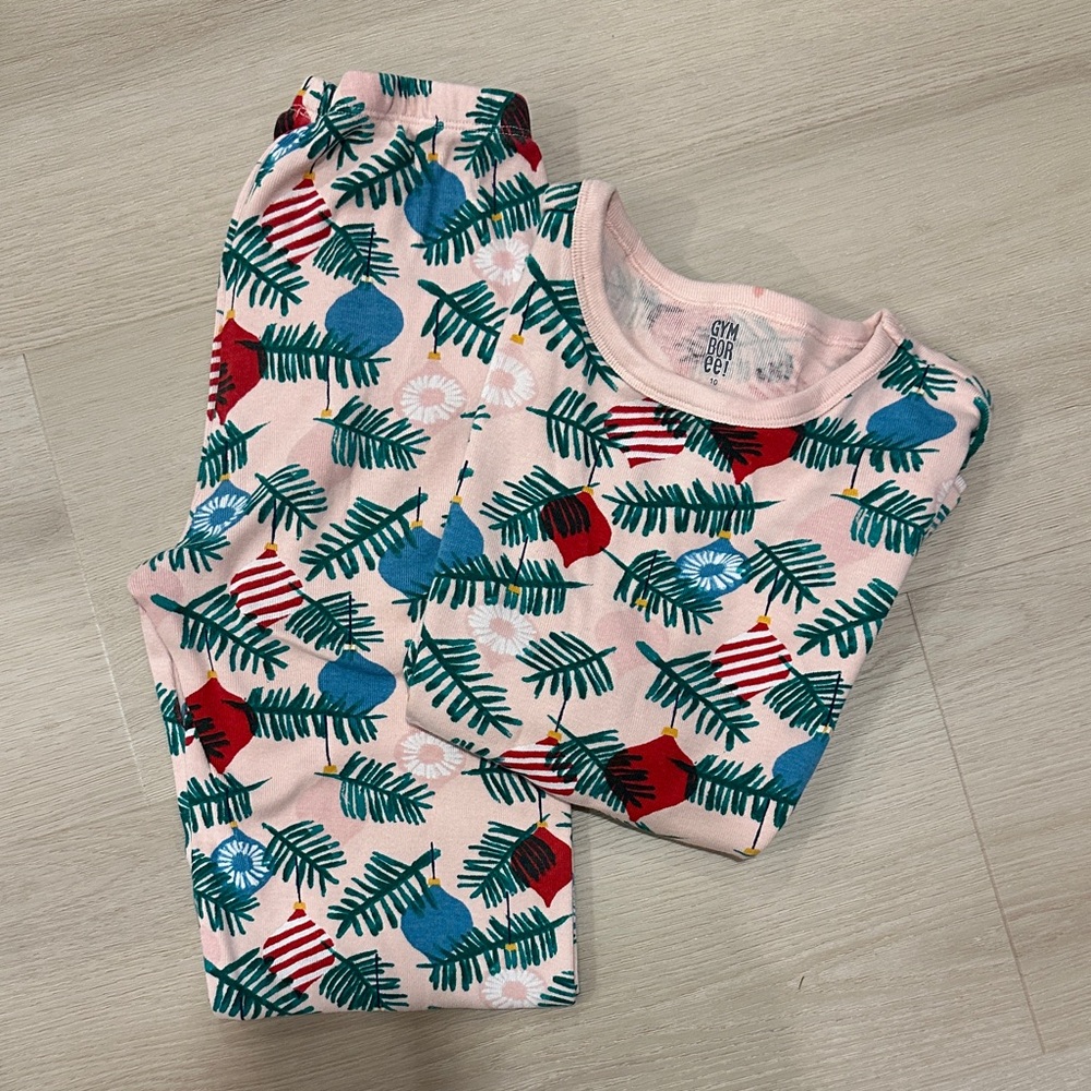 Gymboree Christmas Pink and Green Patterned Pajama Set